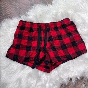 Stars Above • Plaid Flannel Sleep Short • Red+Black • M